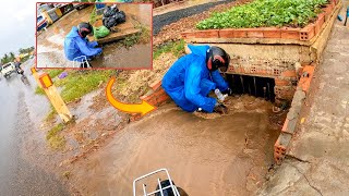 Unclogging Big Trash Rack On Street Satisfying Remove Debris On Rainstorm [upl. by Balduin]