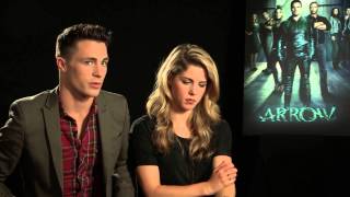 Colton Haynes amp Emily Bett Rickards talk Arrow S2 [upl. by Nnylekoorb]