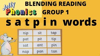 JOLLY PHONICS blending group 1  Sounding blending reading satpin words ukg lkg grade 1 [upl. by Regnij486]