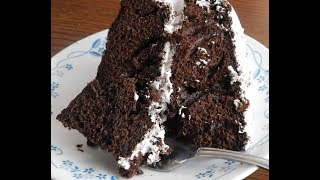 Chocolate cake w homemade marshmallow cream frosting [upl. by Ejrog952]