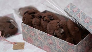 バレンタインに何作る？1 「溶かしバターで作る濃厚Wチョコクッキー♡」  EasyChocolate Chunk Cookies [upl. by Jo5]