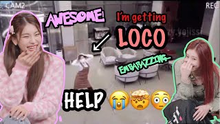 ITZY reacting to a girl getting caught dancing LOCO in work [upl. by Lasko472]