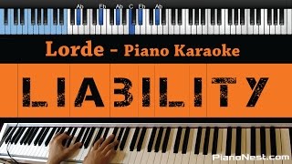 Lorde  Liability  LOWER Key Piano Karaoke  Sing Along [upl. by Resee]