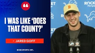 Jared Goffs reaction when he learned his incompletion on penalty did not count  Press Conference [upl. by Shell]