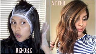 DIY HIGHLIGHTS USING CAP Revlon Frost amp Glow Highlighting Kit [upl. by Backler]