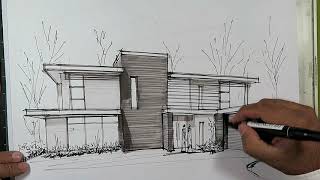 how to draw a house with markers [upl. by Esydnac]