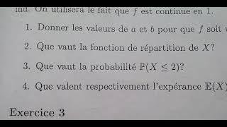 Exercice corrigé de probabilité et de statistiquevariables aléatoire continue ou à densité [upl. by Siubhan]