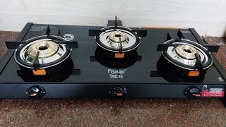 Prestige Svachh Glasstop 3 Burner Gas Stove  Gas stove  Easy cleaning  GTSB03 unboxingampreview [upl. by Idner]