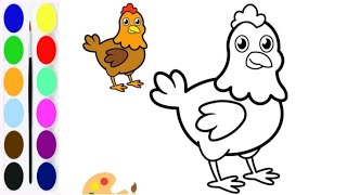 Hen Drawing  How to Draw Hen Step by Step  Hen Drawing Colour for Beginners [upl. by Eiliab]