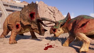 4x SINOCERATOPS vs 4x NASUTOCERATOPS vs 4x TRICERATOPS ARENA BATTLE  Jurassic World Evolution 2 [upl. by Anrahs]