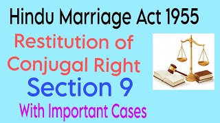 Restitution Of Conjugal Right II Hindu Marriage Act 1955 II Section 9 II With Important Cases ll [upl. by Ardath]