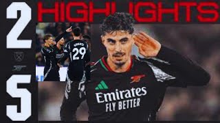 HIGHLIGHTS  West Ham v Arsenal 25   Gabriel Trossard Odegaard Havertz Sakaskysport [upl. by Acsot]