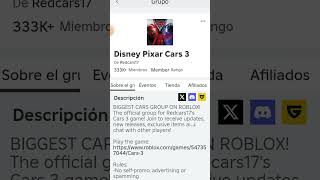 Como unirse al grupo en Cars 3 Liga de carreras Rayo McQueen robloxcars [upl. by Even]