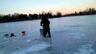 Homemade Kicksled for Ice fishing Ski  Scooters  Kicksled [upl. by Doreen]