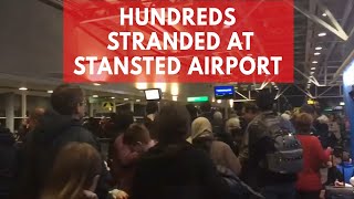 Hundreds stranded at Stansted Airport as snow and ice hit Britain [upl. by Eelimaj]