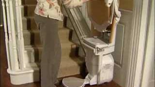 Stannah Stairlift Video  Sofia Stairlift  No need to bend down to fold away chair [upl. by See]