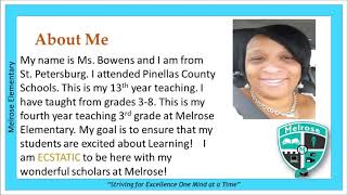 Melrose Elementary School Virtual Meet the Teacher 3rd Grade [upl. by Beauchamp754]