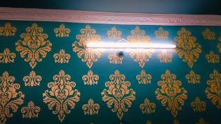 wall stencil Asian Paints 🥰design Royal play golden colour [upl. by Thedrick]