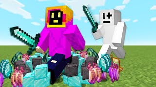 Minecraft Manhunt But Damage Multiplies Your Inventory [upl. by Ruenhs]