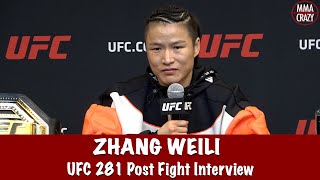 Zhang Weili Reacts to submission win over Carla Esparza at UFC 281 [upl. by Livesay151]