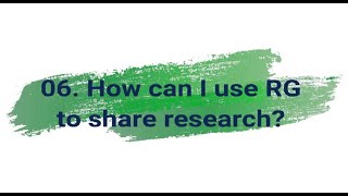 06 How can I use ResearchGate to share research English version [upl. by Noyes]