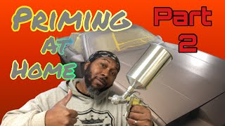 Spraying primer with R500 LVLP spray gun at home garage [upl. by Fachan342]