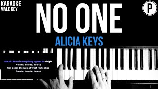 Alicia Keys  No One Karaoke MALE KEY Slower Acoustic Piano Instrumental Cover Lyrics On Screen [upl. by Lebam]