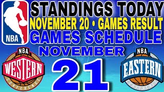 nba standings today November 20 2024  games results  games schedule November 21 2024 [upl. by Urbannai]