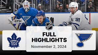 NHL Highlights  Maple Leafs vs Blues  November 2 2024 [upl. by Cychosz552]