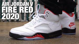 Air Jordan 5 FIRE RED 2020 Review amp On Feet [upl. by Nosliw]