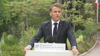 Macron quotTous ceux qui se reconnaissent comme Français ont vocation à être ensemblequot  AFP Extrait [upl. by Nikal]