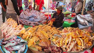 BATTAMBANG NEW MARKET  CHICKEN BEEF FISH PORK VEGETABLE FRUITS ARE CHREAP  NATURAL FOOD [upl. by Fahey]