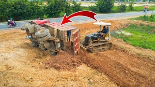 Incredible One side overturned car Was saved By Bulldozer Mini Succeeded [upl. by Ellerol]