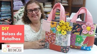 Como Fazer uma Bolsa de Retalhos de Tecidos Parte 1 [upl. by Vincentia933]