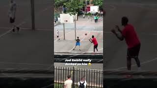 The time when Joel Embiid played pickup and windmill dunked on a random guy at the park 😂 [upl. by Jasisa]