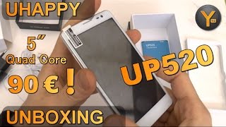 UnboxingFirst Look UHAPPY UP520  5quot QHD 3G Android Smartphone  13GHz Quad Core  8GB  Dual Sim [upl. by Stiruc]