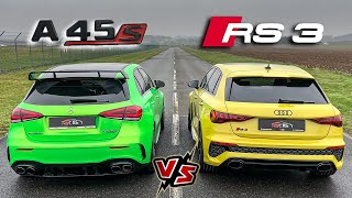 NOUVELLE AUDI RS3 VS A45S AMG  QUI GAGNE  😈 [upl. by Salahcin]