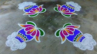 Big Pongal pot rangoli🌹Sankranthi chukkala muggulu🌹53 bhogi kundala muggulu🌹Super Pongal kolam 2024 [upl. by Madigan]