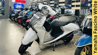 2024 Yamaha Fascino 125 White Colour Full Detailed Review🔥Price amp Features 😍New Updates amp Price [upl. by Anileh]