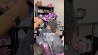 Flawless Rollerset on Natural Hair atlantahairstylist silkpress rollerset [upl. by Huber]