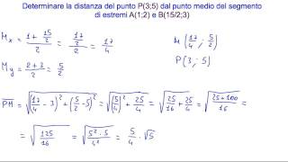 Determinare la distanza del punto P35 dal punto medio del segmento di estremi A12 e B1523 [upl. by Einaffit]