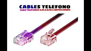 Cable telefonico RJ11 a RJ45 6 Metros Negro distribuido por CABLEPELADO ® [upl. by Lebna851]