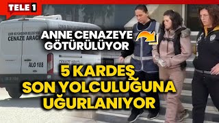 Anne Akcan yangında ölen 5 çocuğunun cenazesine katılmak üzere camiye götürüldü [upl. by Anihtyc]