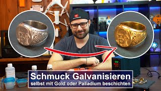 Galvanisieren Schmuck selbst mit echtem Gold oder Palladium beschichten Tutorial4K [upl. by Adnarym]