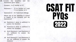 CSAT PYQ2022 Question Is Z brother of X [upl. by Aztiley4]