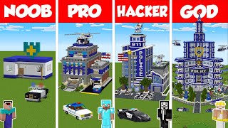 Minecraft TNT POLICE STATION HOUSE BUILD CHALLENGE  NOOB vs PRO vs HACKER vs GOD  Animation [upl. by Kauppi206]