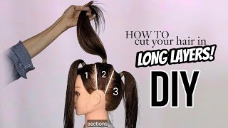 LONG LAYERED HAIRCUTDIYpotong rambut layer [upl. by Emily]