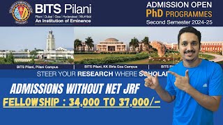 BITS PILANI PHD ADMISSIONS 2025 PHD ADMISSIONS WITHOUT NET GATE FULL INFORMATION CSIR NET CUTOFF [upl. by Haras]