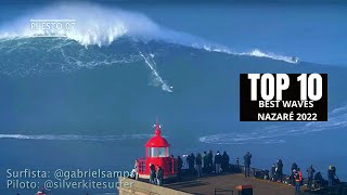 Top 10 BEST WAVES of NAZARE SWELL 2022 [upl. by Boar462]