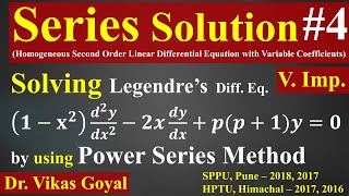 Series Solution 4 VImp  Power Series Method  Legendres Differential Equation  BTech [upl. by Elehcor]